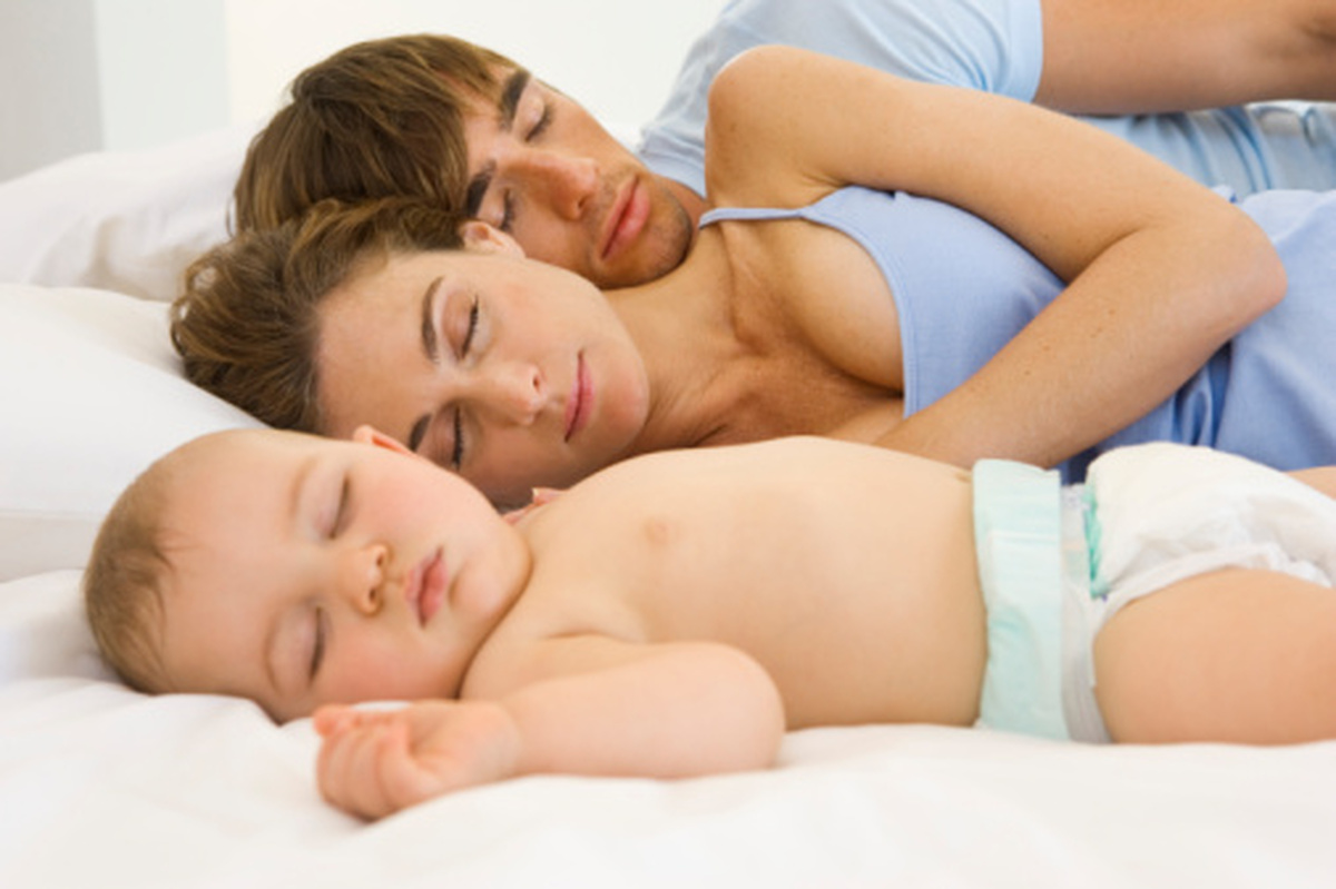 Внутрь спящей матери. Ребенок в кровати с родителями. Совместный сон. Сон ребенка. Мама папа и малыш спят.